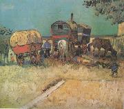Vincent Van Gogh Encampment of Gypsies with Caravans (nn04) USA oil painting reproduction